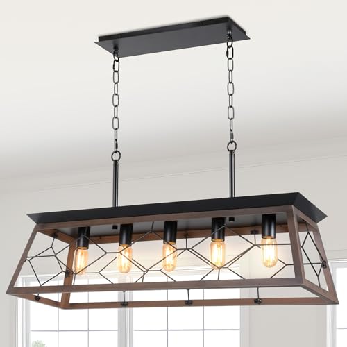5-Light Farmhouse Pendant Chandelier for Kitchen Island
