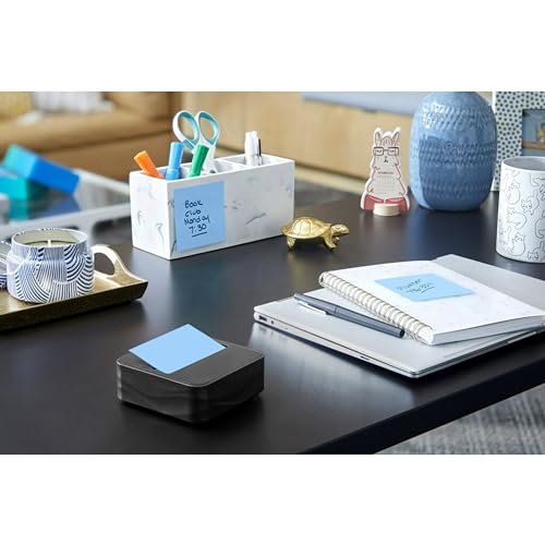 Post-it Note Dispenser, Modern Black, Pack includes Dispenser and 3 Super Sticky Pop-up Sticky Notes Pads, 2X The Sticking Power (WAVE-330-BKVP)