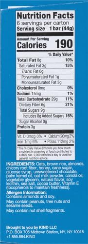 KIND Breakfast Cereal Bars, Gluten Free Snacks, Chocolate with Almonds, 9.3oz Box (6 Bars)