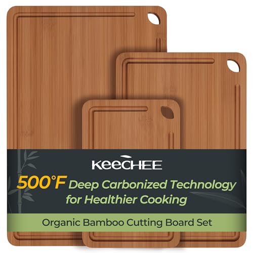 Bamboo Cutting Board with Juice Grooves and Handles