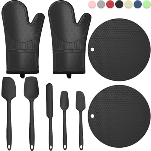 Heat-Resistant Oven Mitts with Hot Pads and Spatulas