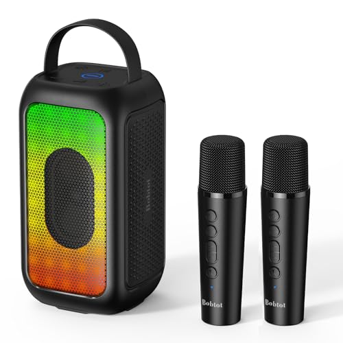 Portable Bluetooth Speaker with 2 Wireless Microphones