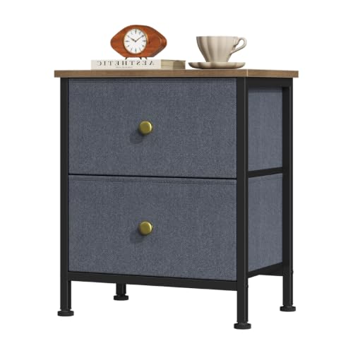 DUMOS 2-Drawer Fabric Nightstand Storage Chest