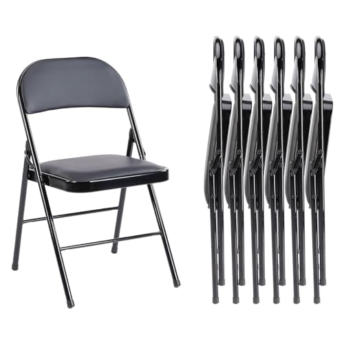 6 Pack Folding Leather Padded Metal Chairs Indoor Outdoor