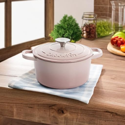 Crock-Pot Artisan Round Enameled Cast Iron Dutch Oven, 7-Quart, Blush Pink