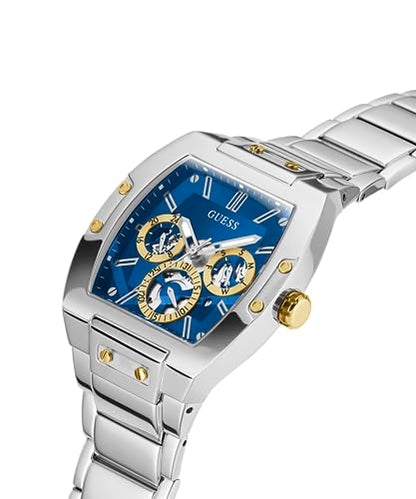 GUESS Men's 43mm Watch - Silver Tone Bracelet Blue Dial Silver Tone Case