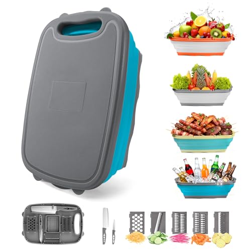 Collapsible 9-in-1 Camping Cutting Board with Colander