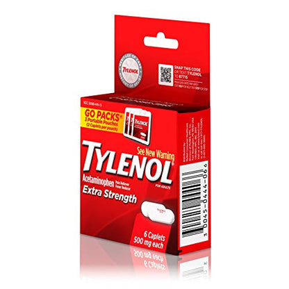 Tylenol Extra Strength Caplets with 500 mg Acetaminophen, Pain Reliever & Fever Reducer, 6 ct (Pack of 4)