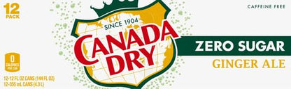 12 Pack Canada Dry Zero Sugar Ginger Ale