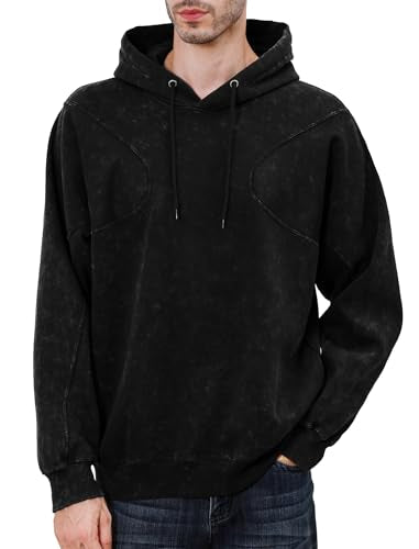Oversized Acid Wash Fleece Hoodie Pullover