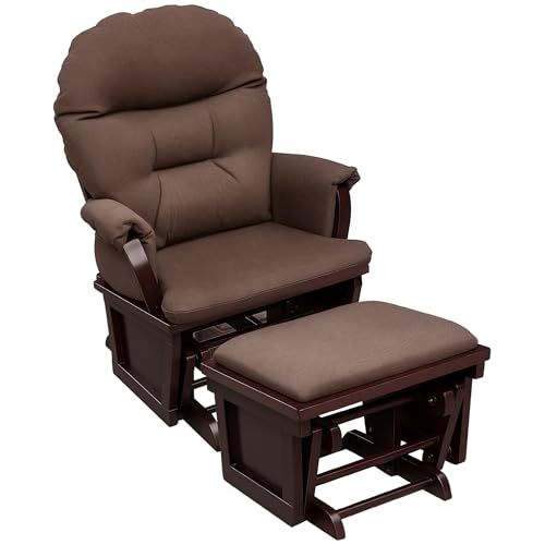 Nursery Glider Rocking Chair with Ottoman and Cushion
