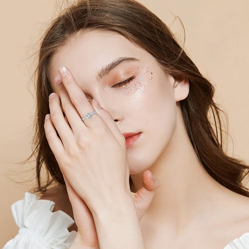 YosikCase Moissanite Rings for Women 1.5CT Moissanite Engagement Ring Sterling Silver Rings Size 7