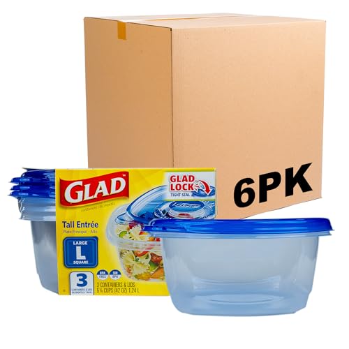 6 Pack Glad 42 Oz Tall Entree Containers