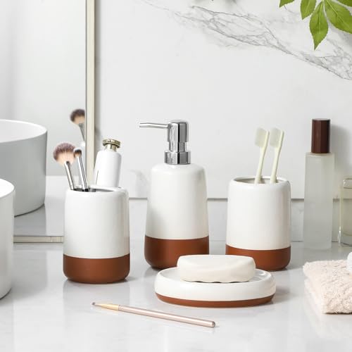 MALACASA 4-Piece Ceramic Bathroom Accessories Set