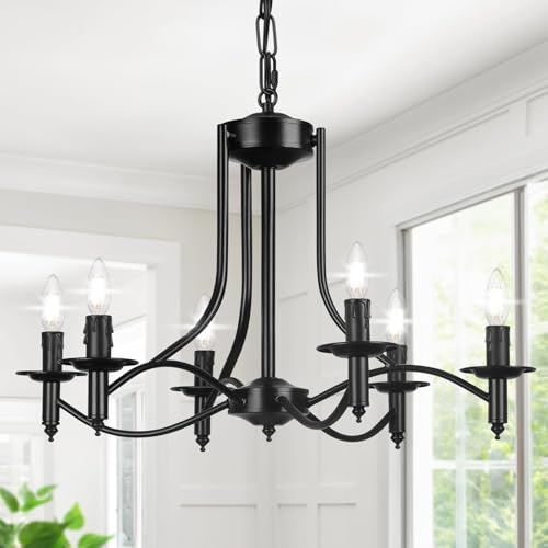 6-Light Farmhouse Chandelier Modern Candle Pendant Fixture