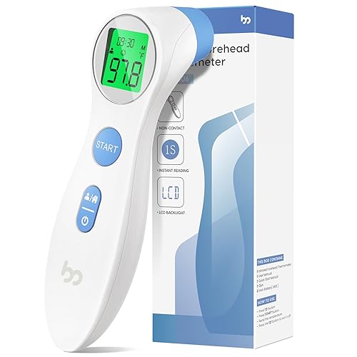 Thermometer for Adults, FSA Eligible, High Accuracy, No-Touch Digital Thermometer with Fever Alarm and Memory Function, Ideal for Babies, Kids, Home and Office Use