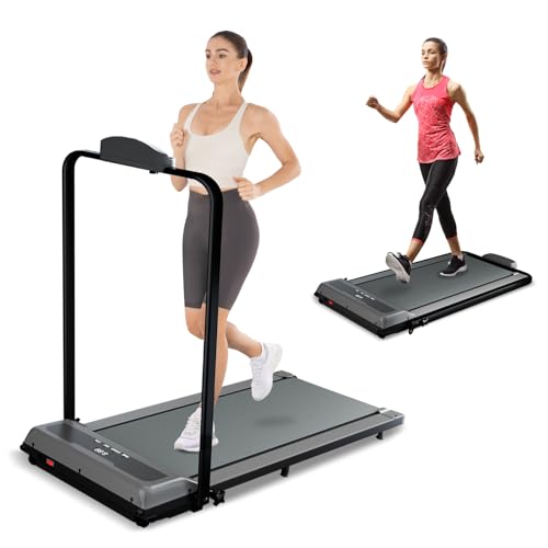 Foldable Walking Treadmill with Handle, 300lbs Capacity
