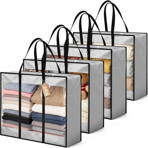 4 Pack 94L Clothes Storage Bags with Zippers