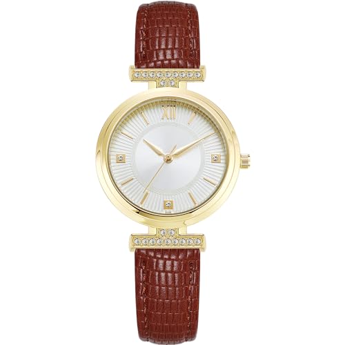NUOVO Crystal Bezel Leather Strap Women’s Watch