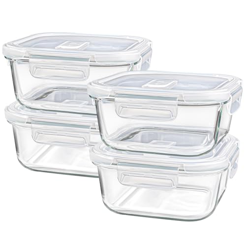 4 Pack Glass Meal Prep Containers with Lids