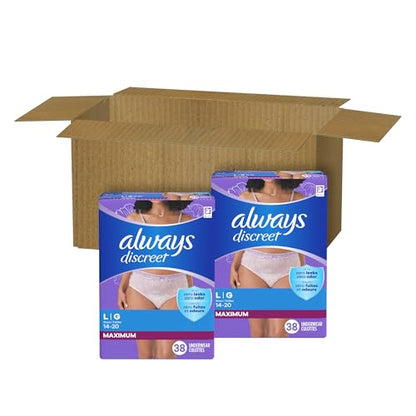 Always Discreet 76 Count Incontinence Underwear for Women