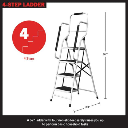 4 Step Folding Ladder with Handrails by Stalwart
