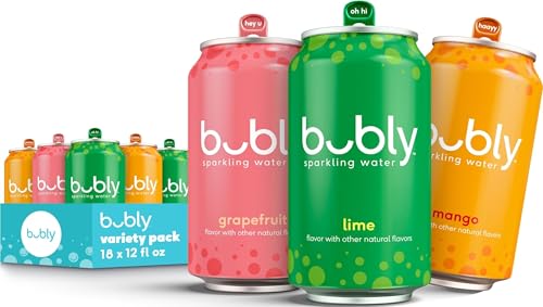 18 Pack Bubly Tropical Sparkling Water Variety Cans