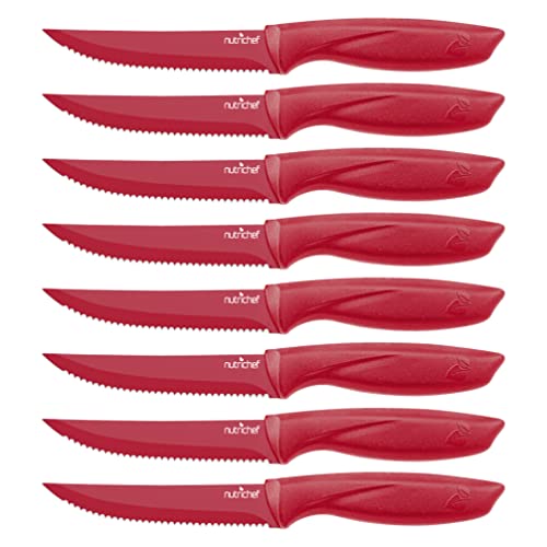 8 Piece NutriChef Serrated Steak Knife Set