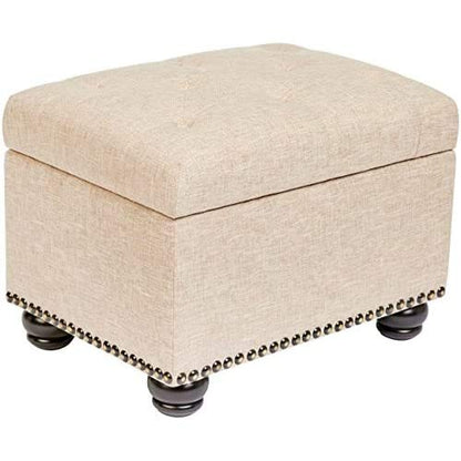 Modern Linen Upholstered Storage Ottoman by FIRST HILL
