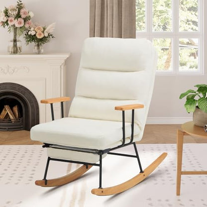 Glider Rocking Chair with Footrest and Adjustable Backrest