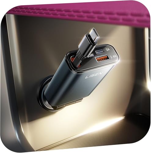 LISEN 72W Retractable USB C Car Charger