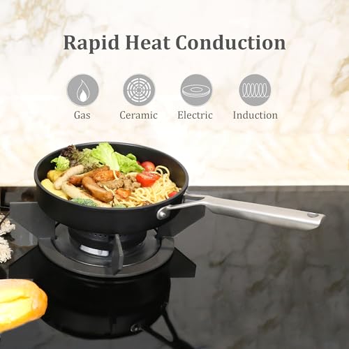 Wodillo Nonstick Frying Pan Skillet, Nonstick Omelette Pan,Induction Base, Hard-Anodized, Durable & Oven Safe to 420°F, Dishwasher Safe(9 INCH)