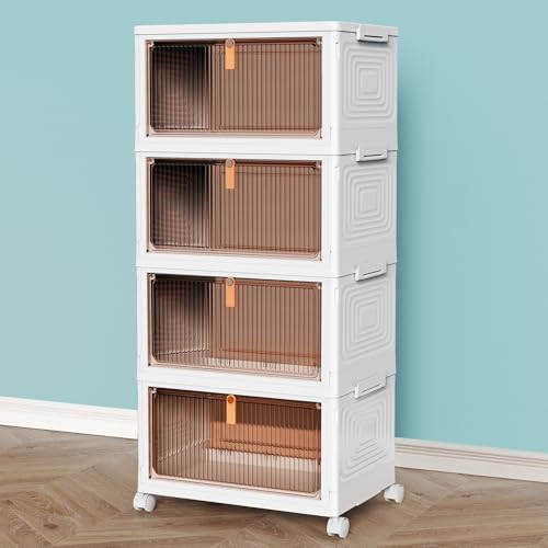 4 Tier Stackable Plastic Storage Bins with Lids