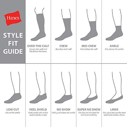 Hanes Ultimate Men's Max Cushioned Crew Socks, Moisture-Wicking with Odor Control, Multi-Pack, Black/Grey Foot Bottom-8 Pack, 6-12