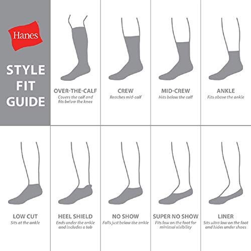 Hanes Ultimate Men's Max Cushioned Crew Socks, Moisture-Wicking with Odor Control, Multi-Pack, Black/Grey Foot Bottom-8 Pack, 6-12