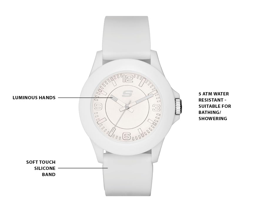 Skechers Women's Quartz Three-Hand Watch, White