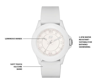 Skechers Women's Quartz Three-Hand Watch, White