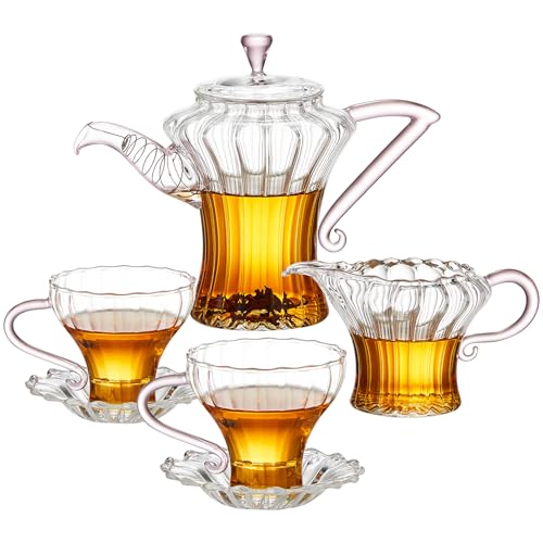 Glass Teapot with Infuser and 2 Cups Set