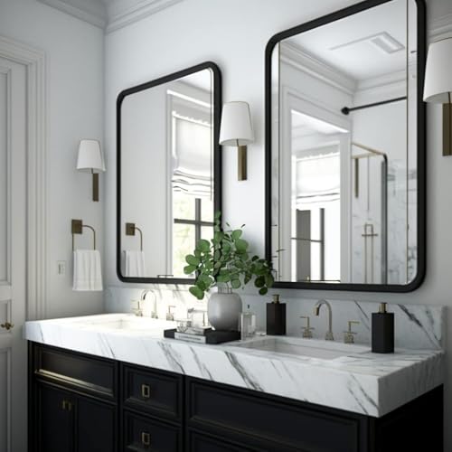 2 Pack Framed Rectangular Bathroom Vanity Mirrors
