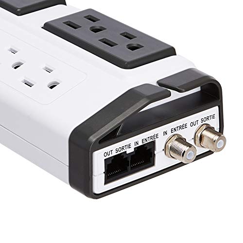 Amazon Basics - Rectangle Rotating 9 Outlet Surge Protector Power Strip, 2160 Joules, White