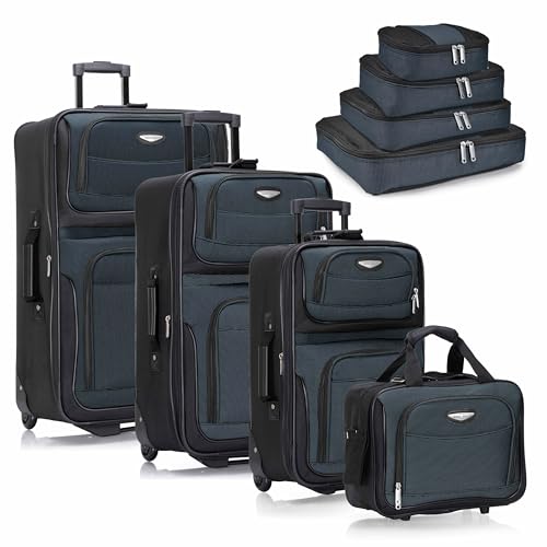 8 Piece Softside Expandable Rolling Luggage Set