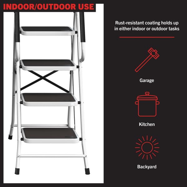 4 Step Folding Ladder with Handrails by Stalwart