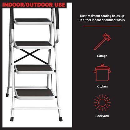 4 Step Folding Ladder with Handrails by Stalwart