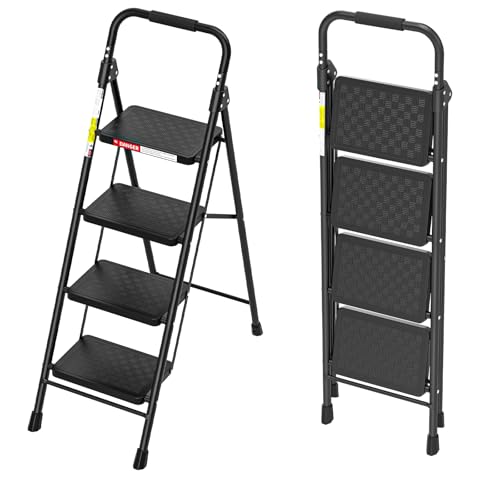 4 Step Folding Ladder with Wide Anti-Slip Pedals