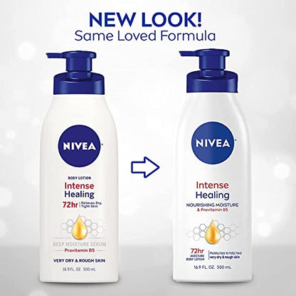 NIVEA Intense Healing Body Lotion, 72 Hour Moisture for Dry to Very Dry Skin, Body Lotion for Dry Skin, 16.9 Fl Oz Pump Bottle - Pack of 2