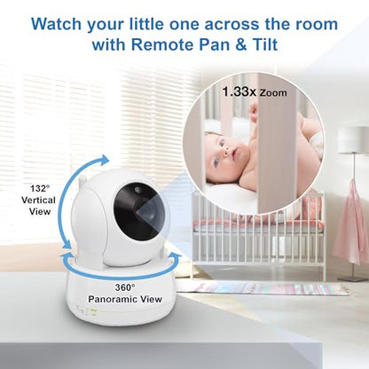 VTech VM924 Remote Pan-Tilt-Zoom Video Baby Monitor, 5" LCD Screen, Up to 17 Hrs Video Streaming, Night Vision, Up to 1000ft Range, Soothing Sounds, 2-Way Talk, Temperature Sensor,Secured Transmission