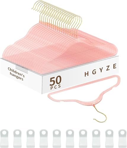 50 Pack Kids Acrylic Hangers with Swivel Hooks