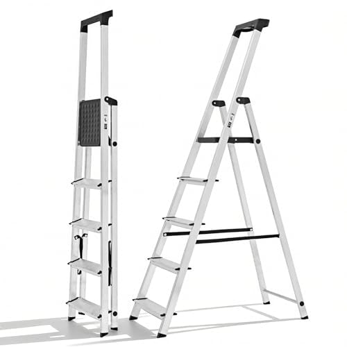 5-Step Heavy Duty Folding Aluminum Step Ladder