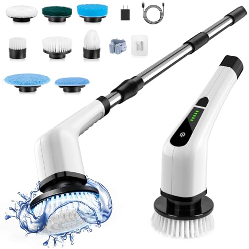 Cordless Electric Spin Scrubber with 8 Brush Heads