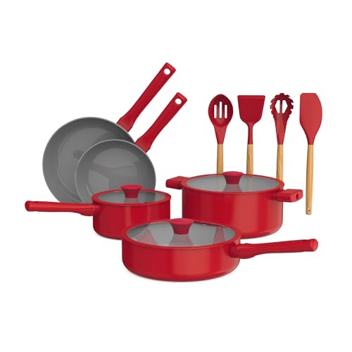 12 Piece Ceramic Nonstick Cookware Set with Utensils